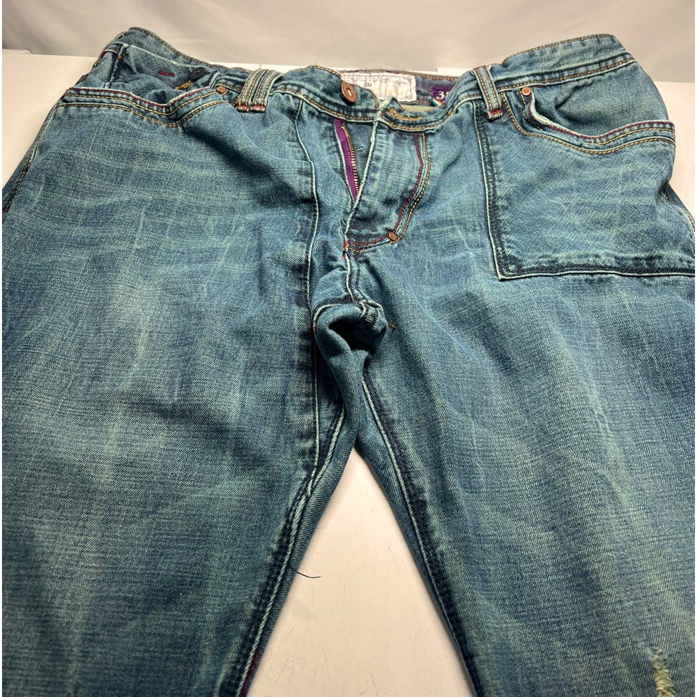 Akko Snap Back Embroidered Eagle Pockets King Of Oneself Distressed Jeans 38x32